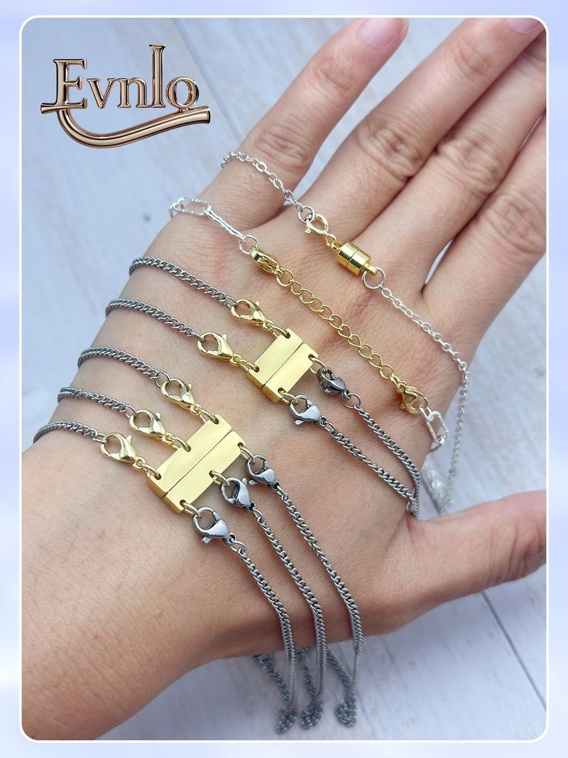 Evnlo Multi Necklace Layering Clasp and Chain Extender and Magnetic Jewelry Clasp Set, Gold and Silver Multiple Styles Necklace Extenders for Women - Image 4